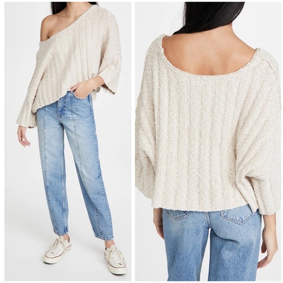 Free People Oatmeal Colored Chunky Knit Cropped Sweater - Picture 2 of 16